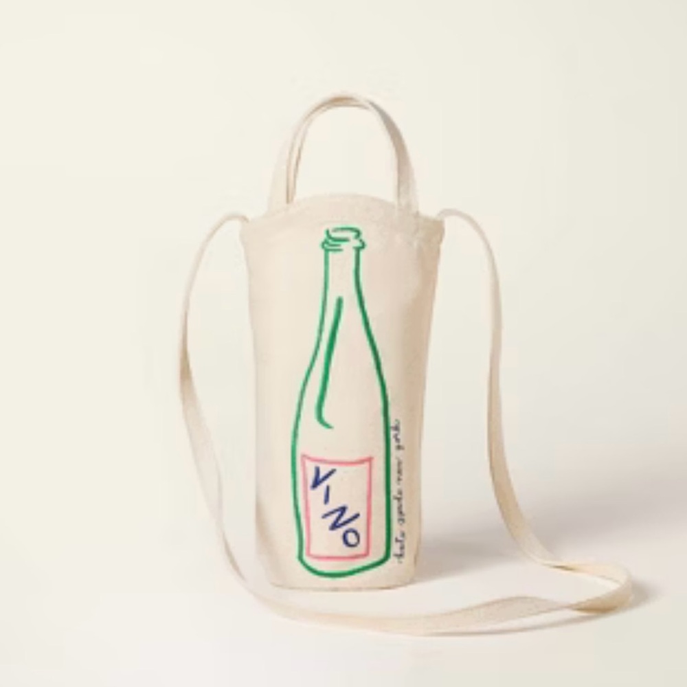 NWT! Kate Spade x Target Cream Wine Bottle Canvas Tote Bag